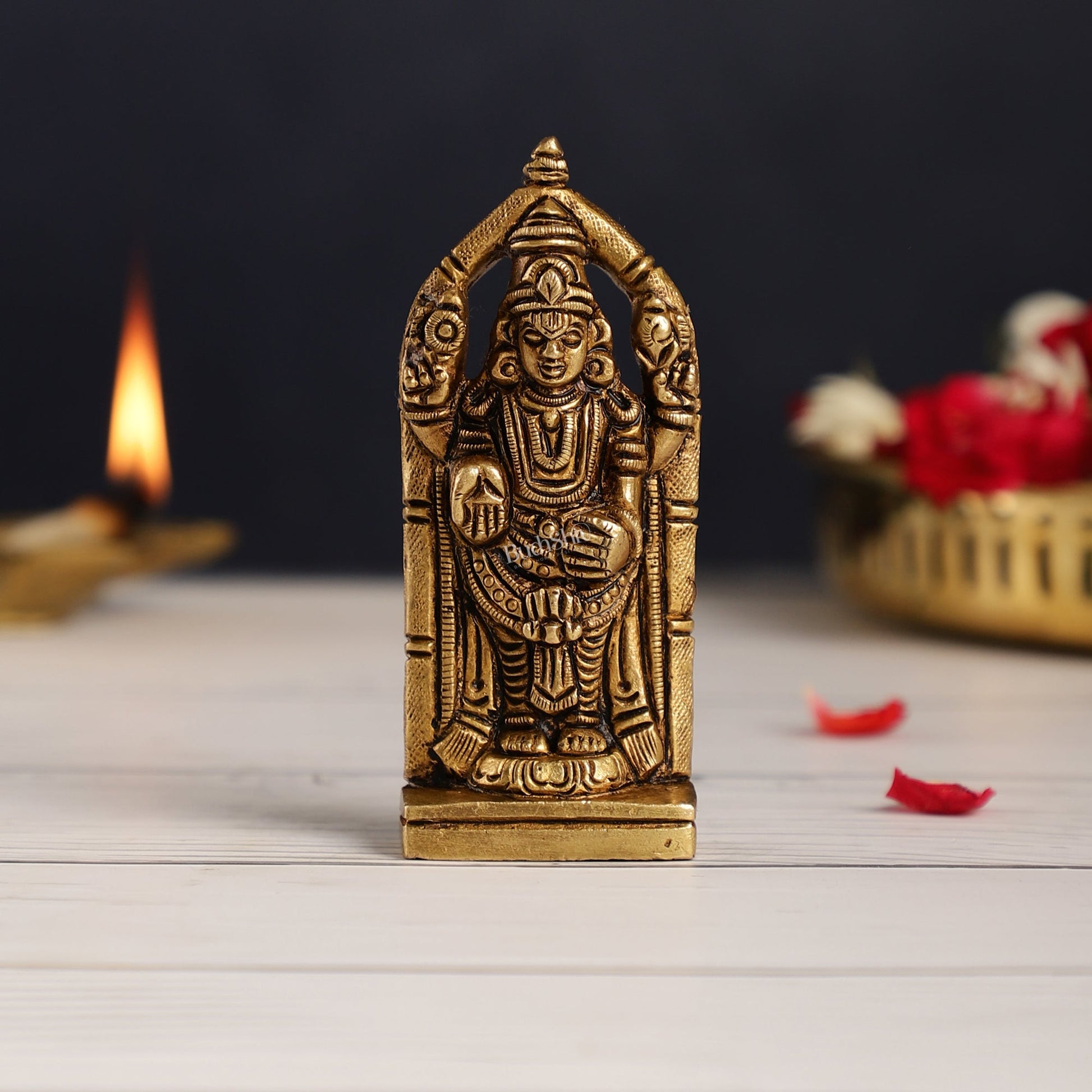 Superfine Small Brass Tirupati Balaji Idol | Height 4 inch