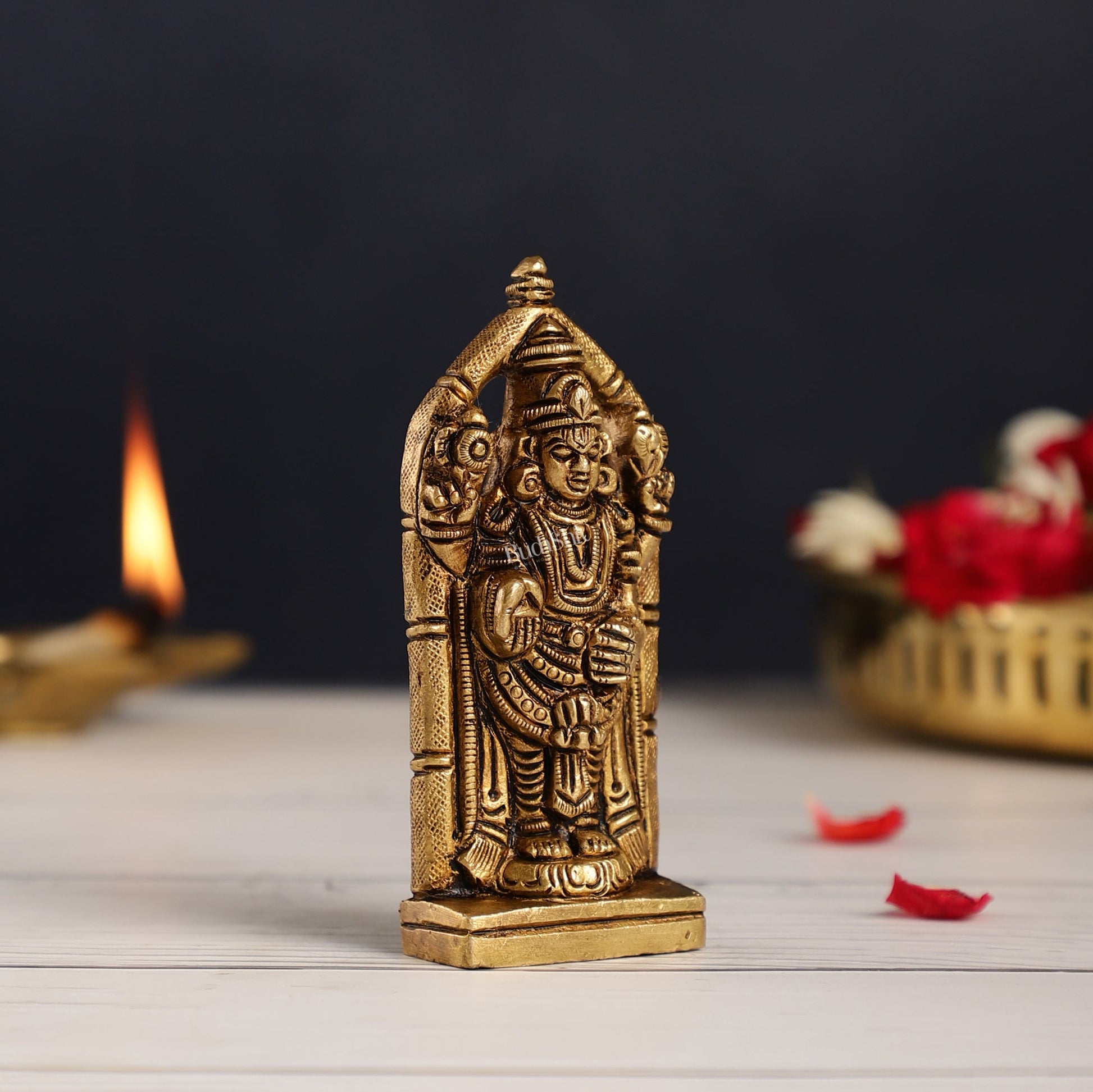 Superfine Small Brass Tirupati Balaji Idol | Height 4 inch