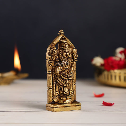 Superfine Small Brass Tirupati Balaji Idol | Height 4 inch
