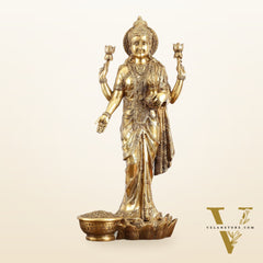Superfine Standing Dhan Lakshmi Brass Murti - 25 inch