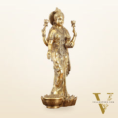 Superfine Standing Dhan Lakshmi Brass Murti - 25 inch