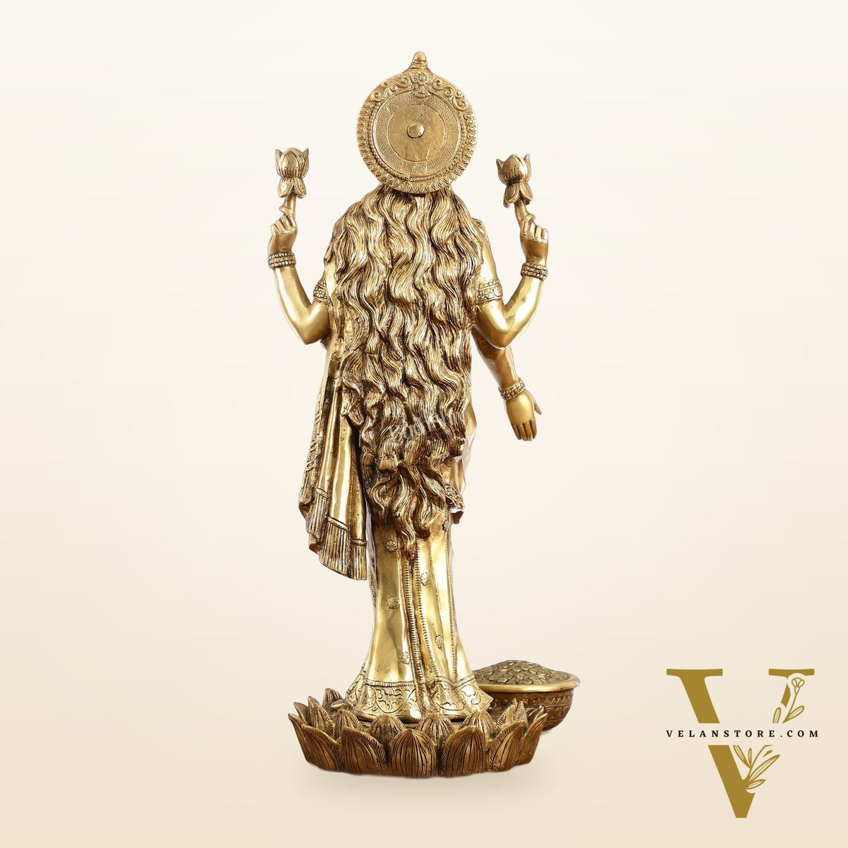 Superfine Standing Dhan Lakshmi Brass Murti - 25 inch