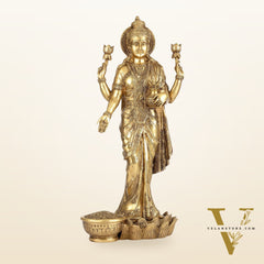Superfine Standing Dhan Lakshmi Brass Murti - 25 inch