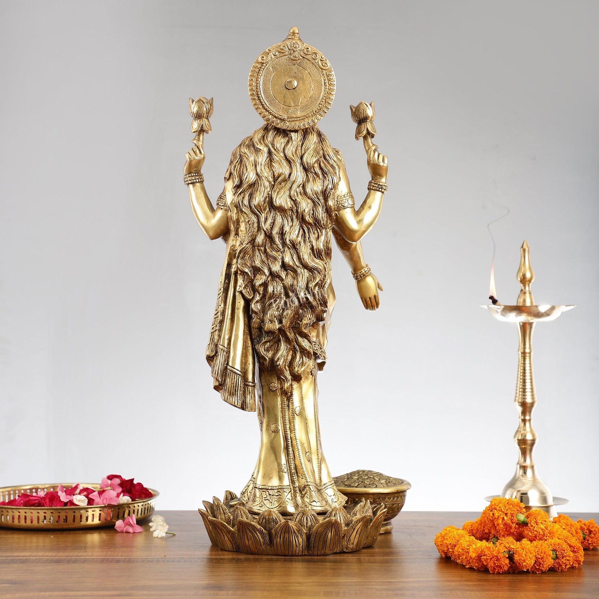 Superfine Standing Dhan Lakshmi Brass Murti - 25 inch