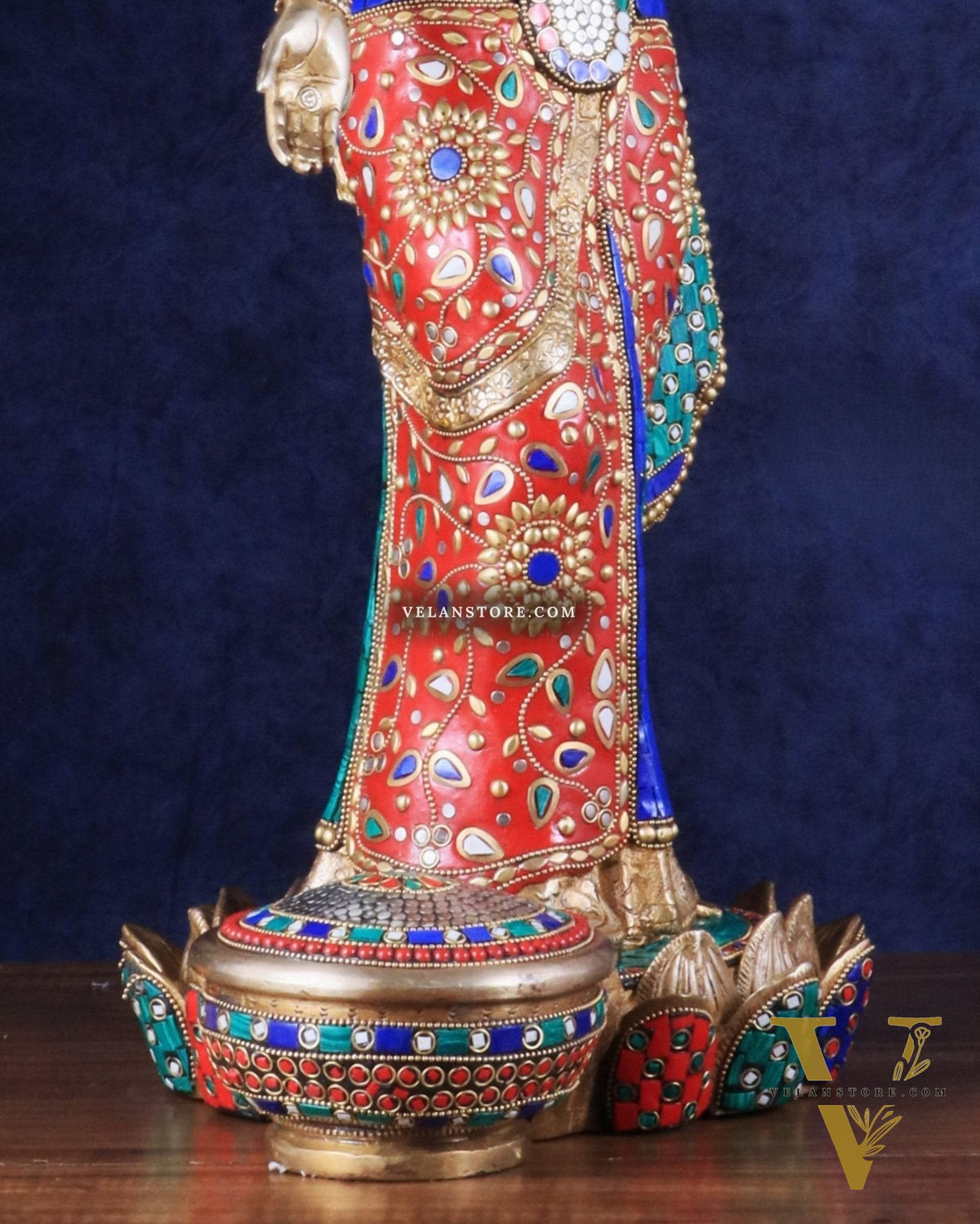 Superfine Standing Lakshmi Brass statue meenakari - 25 inch
