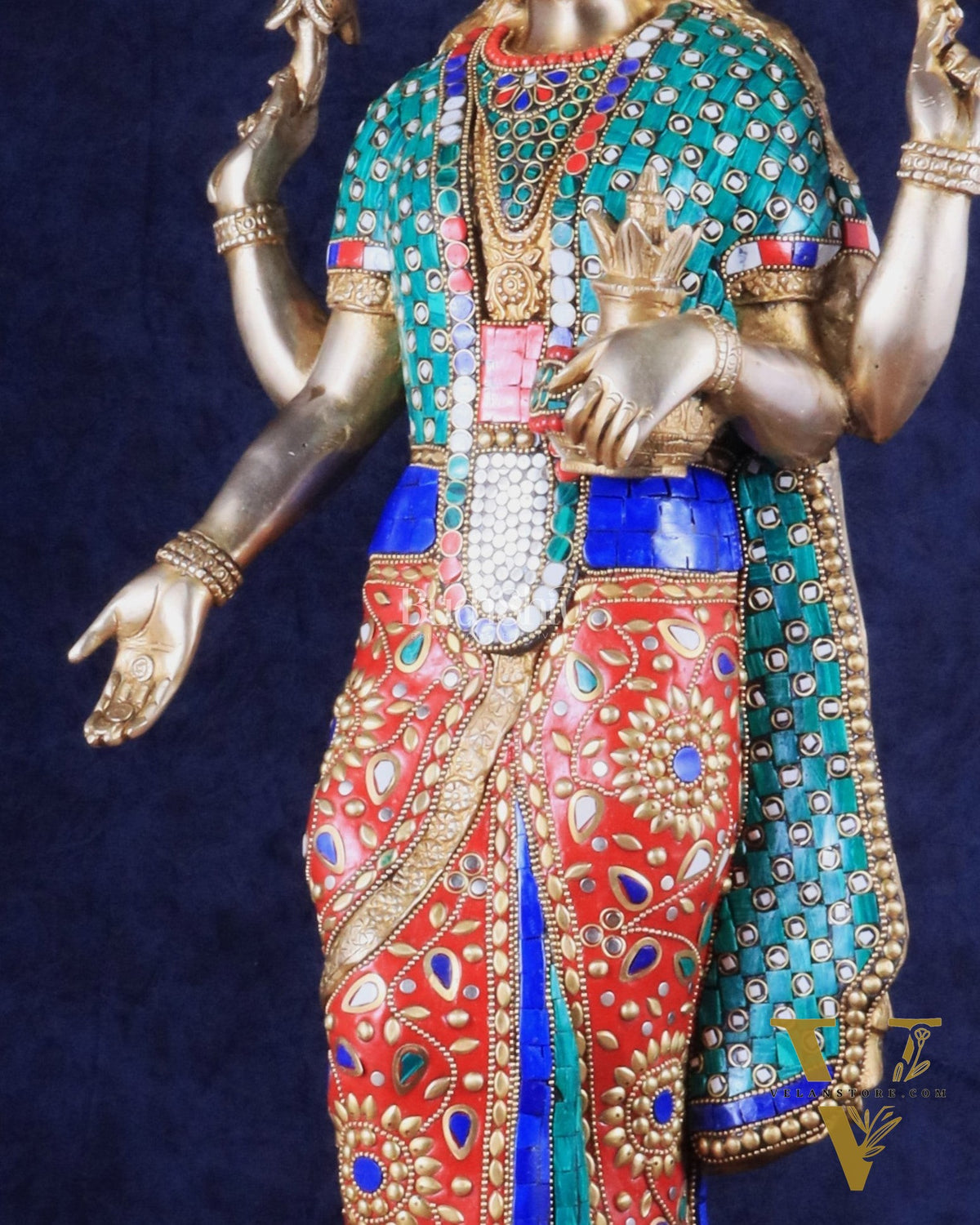Superfine Standing Lakshmi Brass statue meenakari - 25 inch
