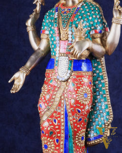 Superfine Standing Lakshmi Brass statue meenakari - 25 inch