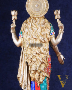 Superfine Standing Lakshmi Brass statue meenakari - 25 inch