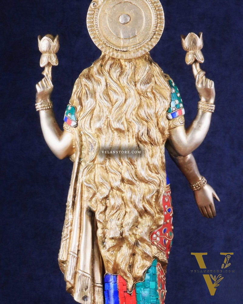 Superfine Standing Lakshmi Brass statue meenakari - 25 inch