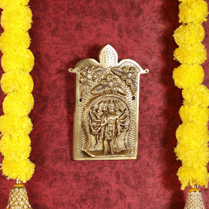 Superfine Standing Panchmukhi Hanuman Brass Wall Hanging - 9-inch