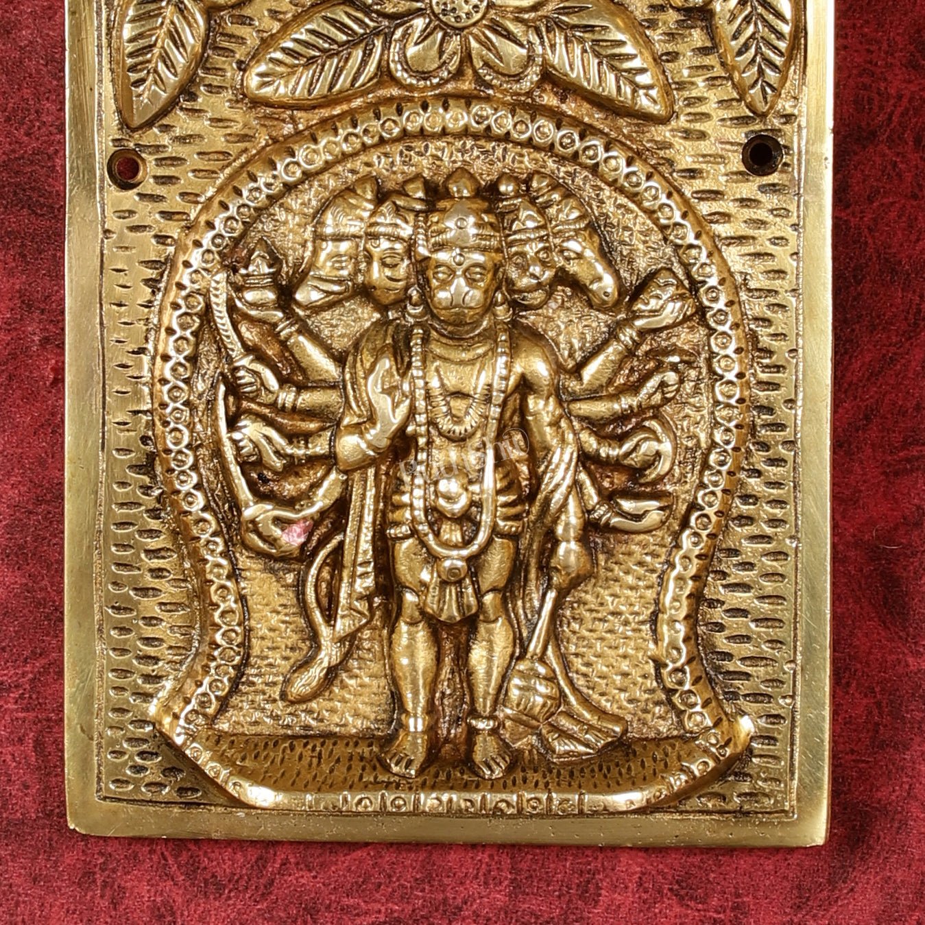 Superfine Standing Panchmukhi Hanuman Brass Wall Hanging - 9-inch