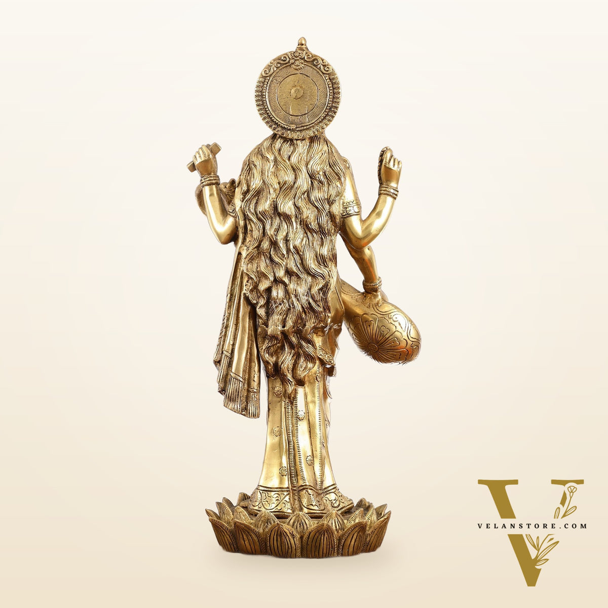 Superfine Standing Saraswati Brass Murti - 25 inch