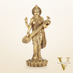 Superfine Standing Saraswati Brass Murti - 25 inch