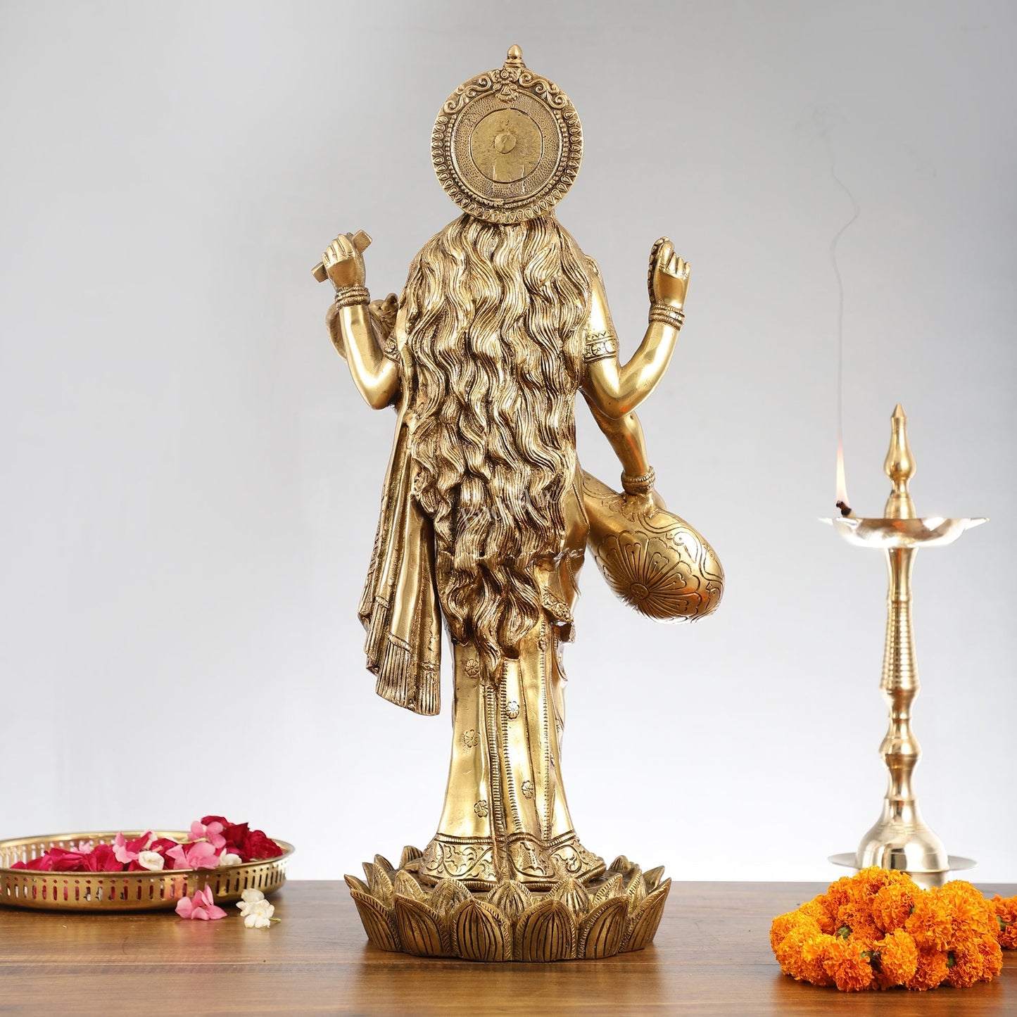 Superfine Standing Saraswati Brass Murti - 25 inch