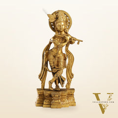 Supreme Krishna: Exquisite 12-Inch Brass Idol