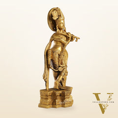 Supreme Krishna: Exquisite 12-Inch Brass Idol