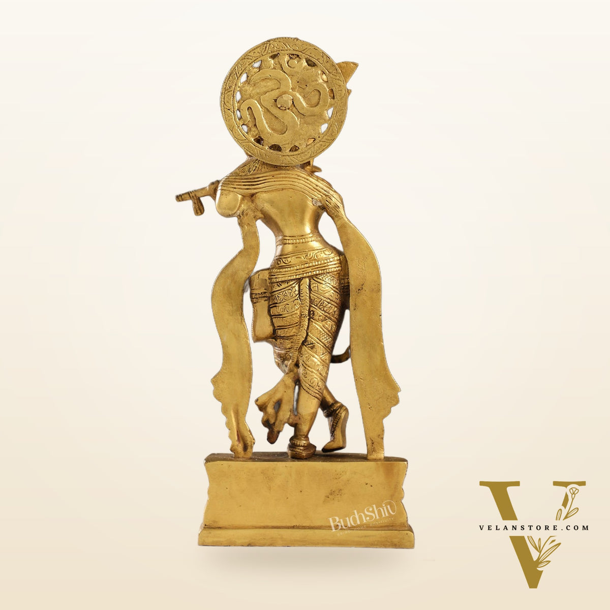 Supreme Krishna: Exquisite 12-Inch Brass Idol