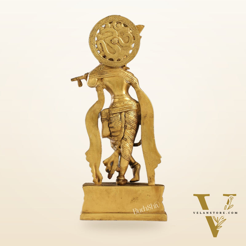 Supreme Krishna: Exquisite 12-Inch Brass Idol