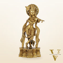 Supreme Krishna: Exquisite 12-Inch Brass Idol