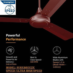 Crompton SUPER HIGH SPEED 400 RPM 51 Watts Energy Saver 100% COPPER Longer Life44 Ultra High Speed 900 mm Ceiling Fan-3