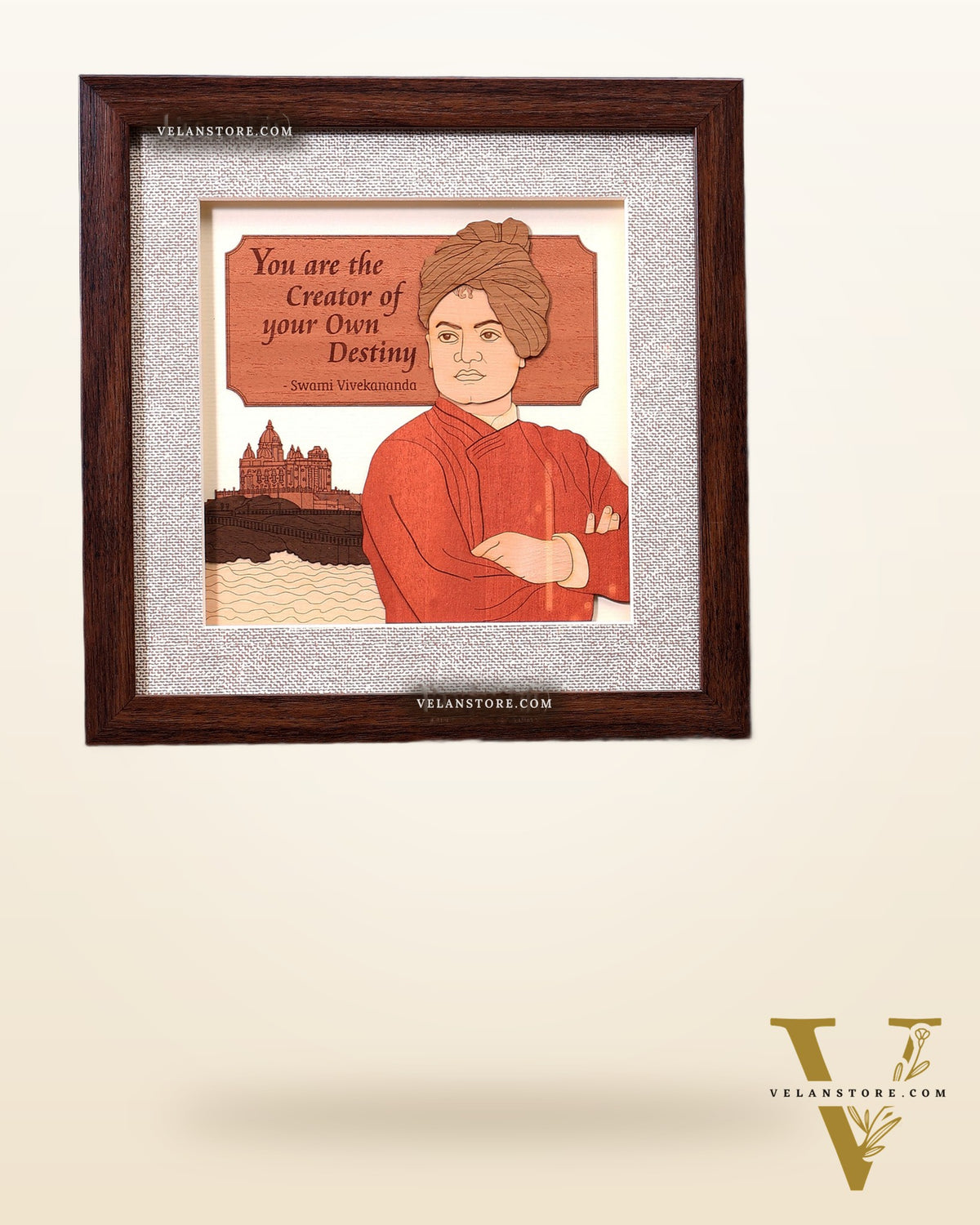 Swami Vivekananda | 3D Wooden Wall Hanging Frame with Glass