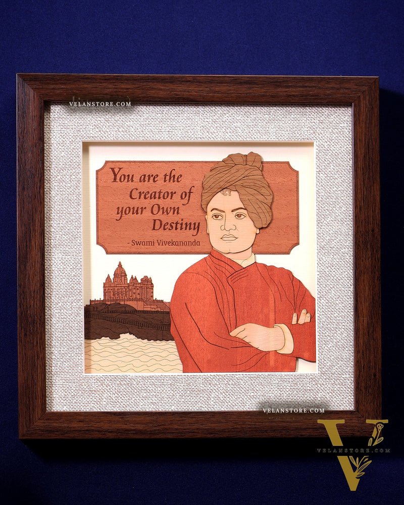 Swami Vivekananda | 3D Wooden Wall Hanging Frame with Glass