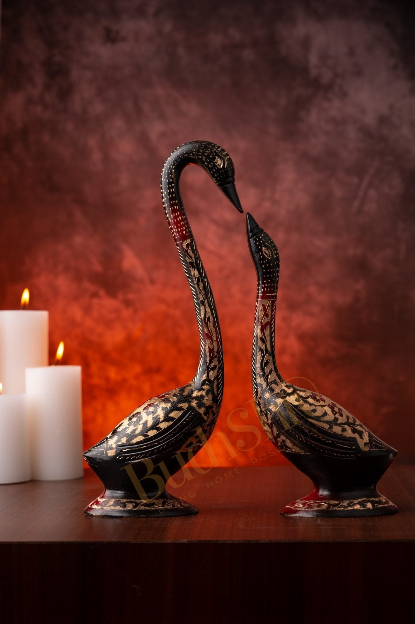 Swan Set of 2 in Brass for Home Decor Office Decor ( Big )