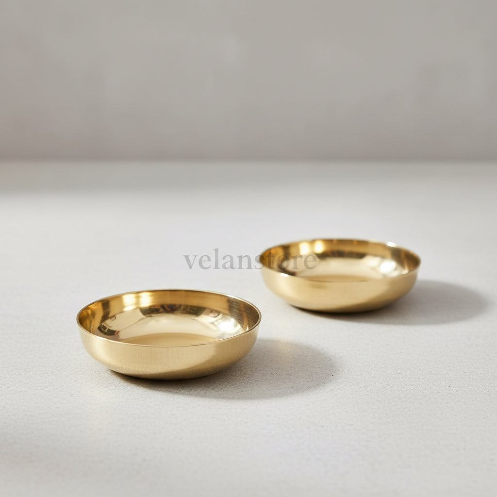 Authentic Kansa Bronze Plates – Set of 2 – Perfect for Sweets, Fruits & Snacks