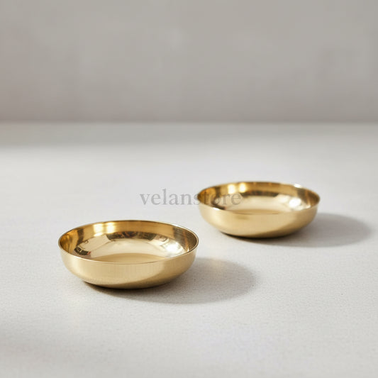 Authentic Kansa Bronze Plates – Set of 2 – Perfect for Sweets, Fruits & Snacks