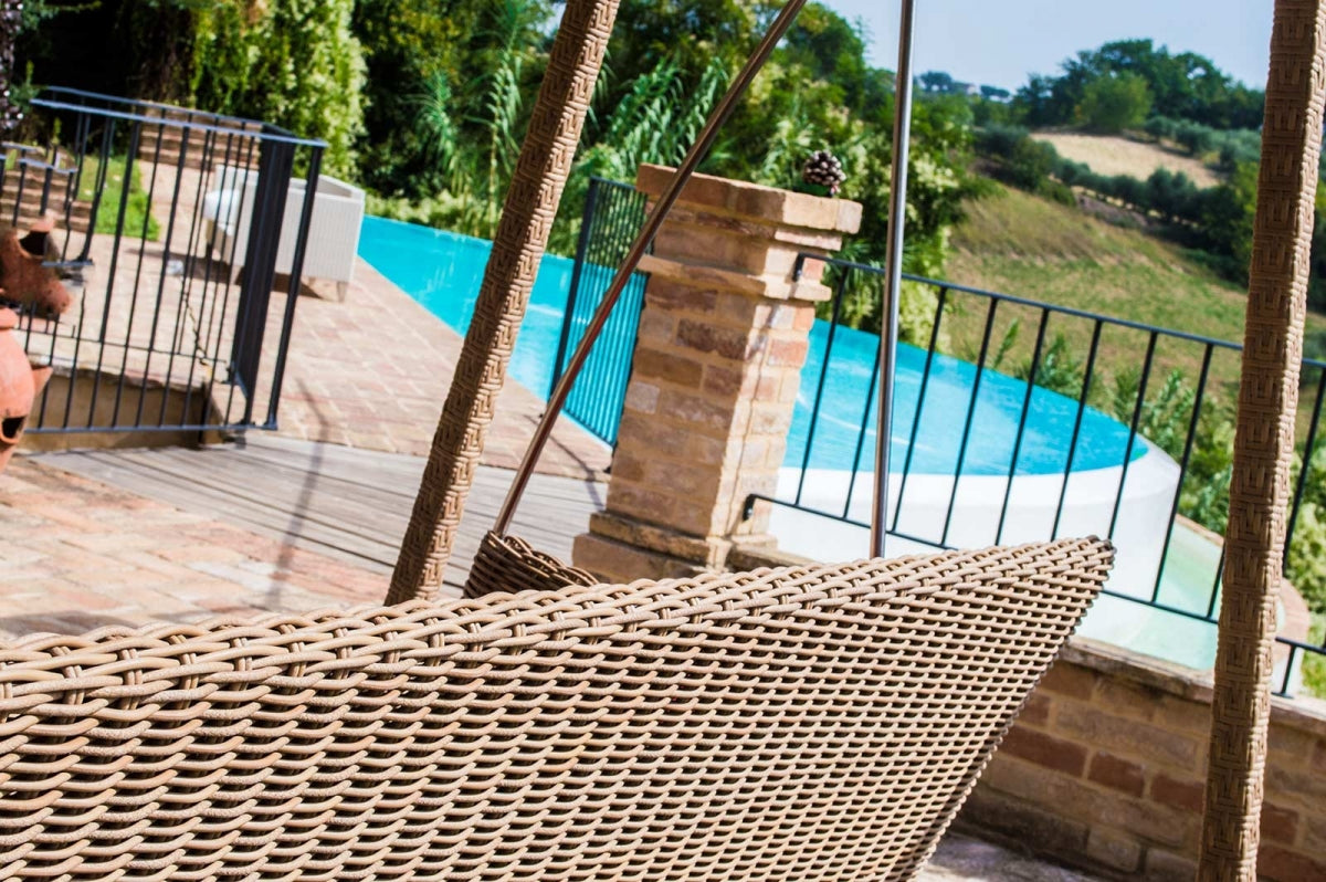 Jazz Three Seater Hanging Swing With Stand For Balcony , Garden Swing (Tan)