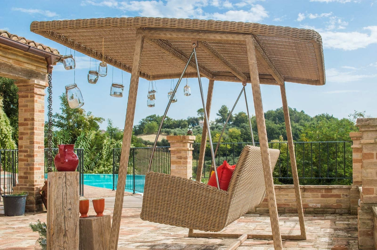 Jazz Three Seater Hanging Swing With Stand For Balcony , Garden Swing (Tan)