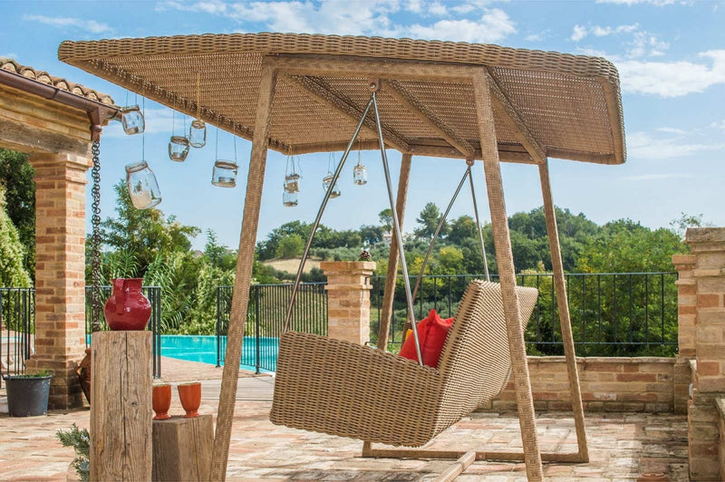 Jazz Three Seater Hanging Swing With Stand For Balcony , Garden Swing (Tan)