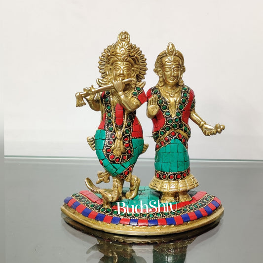 Symbolic Radha Krishna Idol - Essence of Love and Divine Union 7 inch