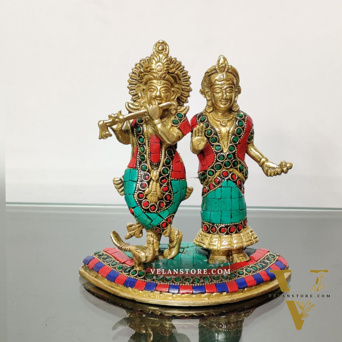 Symbolic Radha Krishna Idol - Essence of Love and Divine Union 7 inch