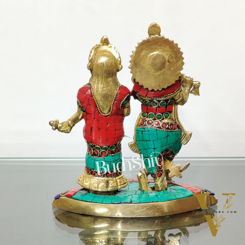 Symbolic Radha Krishna Idol - Essence of Love and Divine Union 7 inch