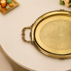 Brass Handcrafted Tray / Platter with Handle
