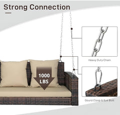 Nioga Three Seater Hanging Swing Without Stand For Balcony , Garden Swing (Brown)