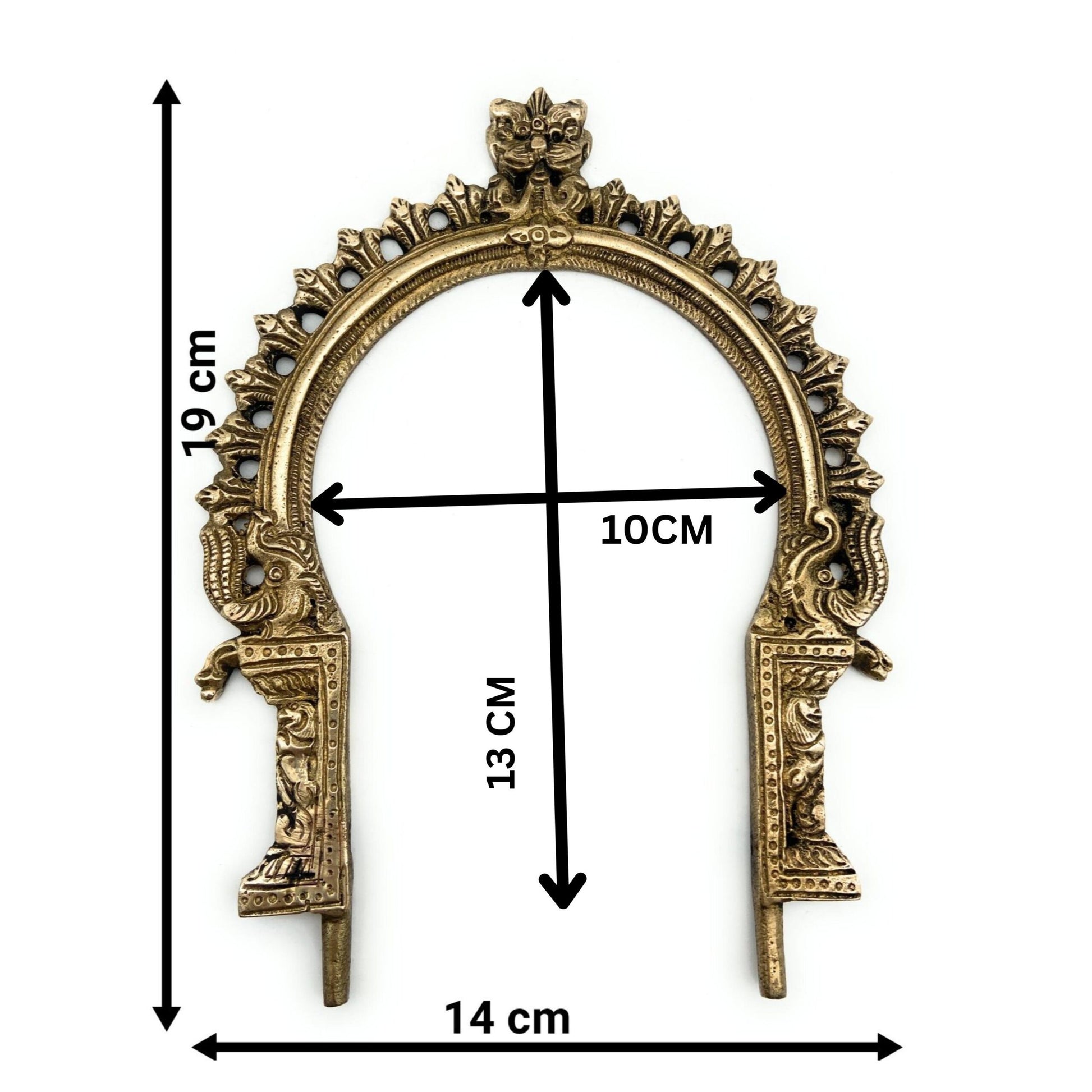 Bhunes Brass Small Prabhavali Frame Arch – Wall Hanging Prabhawal for Mandir, Prabhawali Backplate for Deity Idol, Prabhaval Pooja Decor for Temple & Home, Gold, 7.5 Inch, 1 Piece