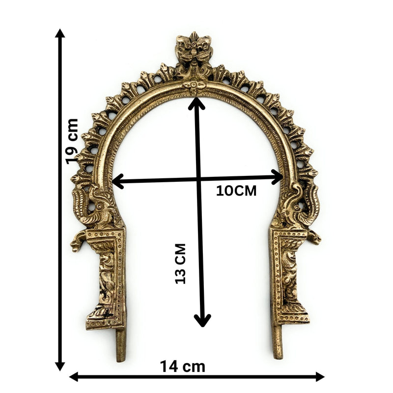 Bhunes Brass Small Prabhavali Frame Arch – Wall Hanging Prabhawal for Mandir, Prabhawali Backplate for Deity Idol, Prabhaval Pooja Decor for Temple & Home, Gold, 7.5 Inch, 1 Piece