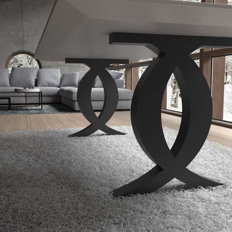 Criss-Cross Oval Metal Table Legs Powder-Coated Black | Premium Iron Base for Dining & Work Tables
