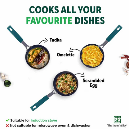 100% Pure Sheet Iron Tadka Pan, Silicone Handle, Seasoned, Toxin-free, 13.3cm / 0.43ml