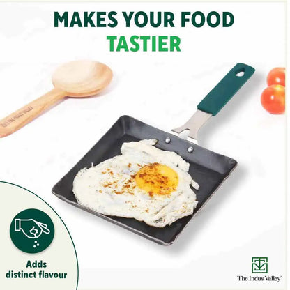 100% Pure Iron Omelette Pan with Bakelite Handle, Bread Toast, Toxin-free, Induction, Base, 14cm