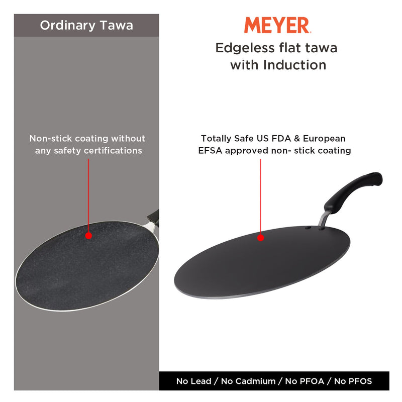 Meyer Non Stick Edge-less Induction Flat Tawa, 30 cm