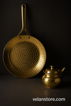 Brass Roti Tawa with Insulated handle And Ghee Pot Combo-1