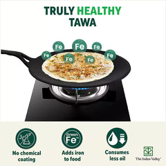 CASTrong Cast Iron Concave Tawa, Pre-seasoned, Nonstick, 100% Pure, Toxin-free, Free ₹110 Spatula, 25.4cm, 1.9kg