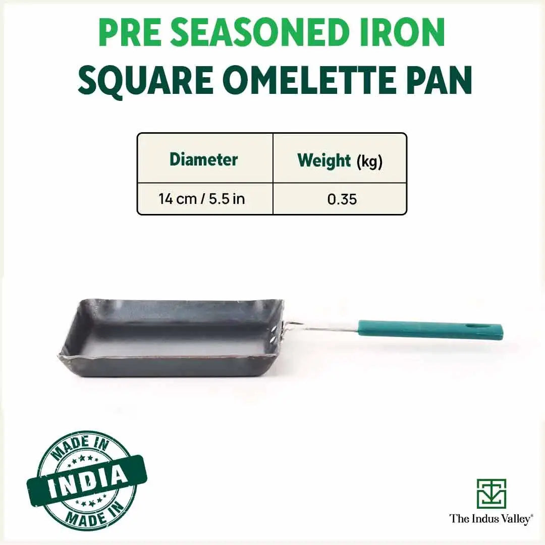 100% Pure Iron Omelette Pan with Bakelite Handle, Bread Toast, Toxin-free, Induction, Base, 14cm