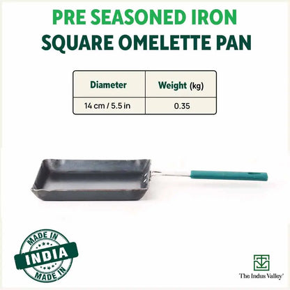 100% Pure Iron Omelette Pan with Bakelite Handle, Bread Toast, Toxin-free, Induction, Base, 14cm