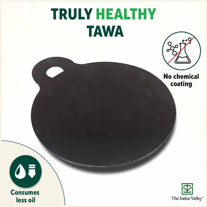 100% Pure Sheet Iron Tawa + Free ₹110 Spatula, Pre-seasoned, Toxin-free, 30.5cm, 1.8 / 1.4 kg