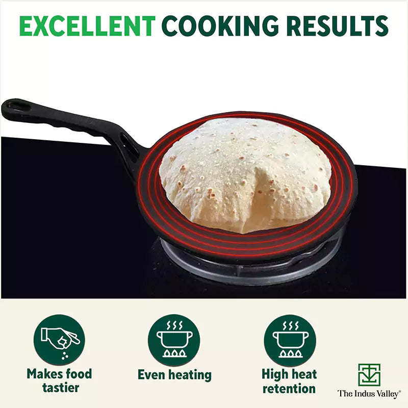 CASTrong Cast Iron Concave Tawa, Pre-seasoned, Nonstick, 100% Pure, Toxin-free, Free ₹110 Spatula, 25.4cm, 1.9kg