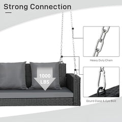 Vito Three Seater Hanging Swing Without Stand For Balcony , Garden Swing (Black)